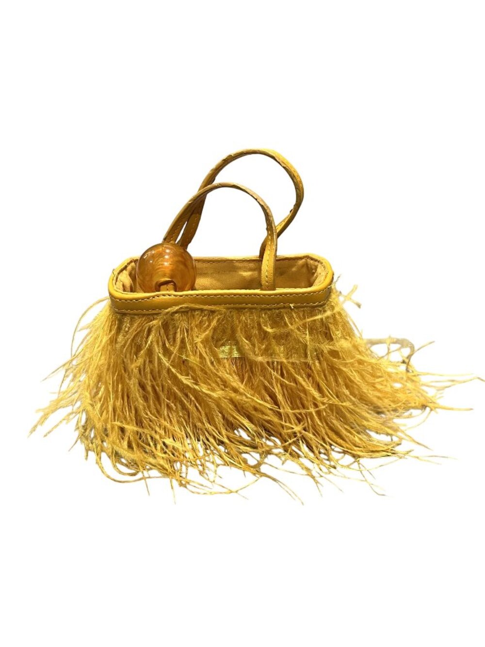 MNG Mango Capsule Collection Leather Micro Bag With Feather Trim